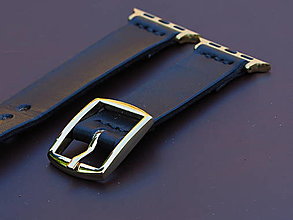 Náramky - Čierny kožený remienok pre apple hodinky série 7 6 5 4 3 2 1 SE - 15233829_