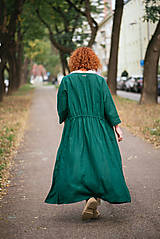 Zavinovacie šaty dlhé s 3/4 rukávom zelené