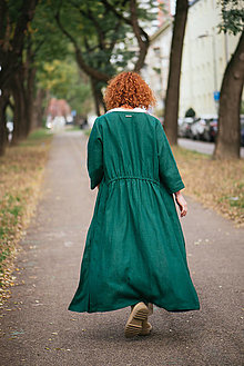 Šaty - Zavinovacie šaty dlhé s 3/4 rukávom zelené - 15235970_
