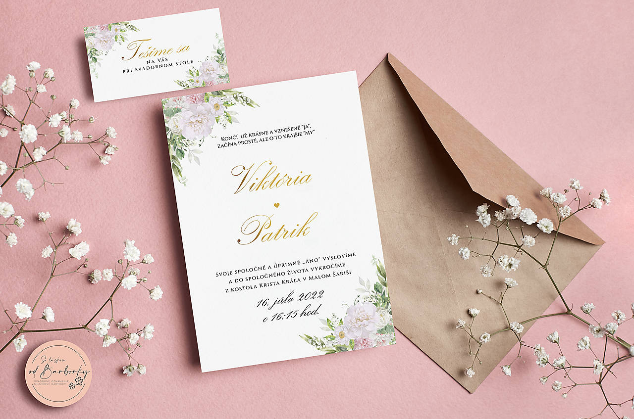 Svadobné oznámenie B#41 (Lepiaca etiketa na výslužku (vodeodolná))