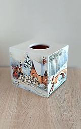 Úložné priestory & Organizácia - drevený box na vreckovky so zimným motívom - 15234957_