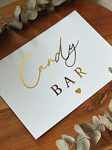 Papiernictvo - Candy bar A5 - informačná kartička ZLATÁ - 15237206_