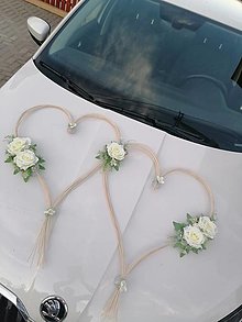 Dekorácie - Srdcia na svadobné auto (Biela) - 15238425_
