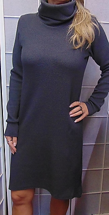 Šaty - Šaty s rolákem - 3D efekt - barva antracitová S - XXXL - 15236349_