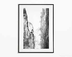 Kresby - Plagát| akvarelové Skaly a les| 2 - 15237015_