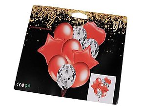 Polotovary - Nafukovacie balóniky s konfetami sada 10 ks (Červená) - 15236665_