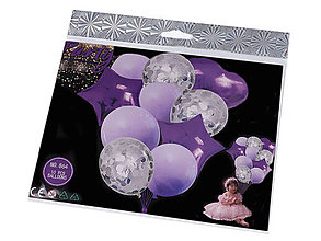 Polotovary - Nafukovacie balóniky s konfetami sada 10 ks (Fialová) - 15236667_