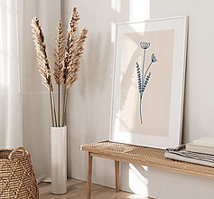 Grafika - Béžový obraz na stenu - Modré lúčne kvety - 15238979_