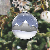Dekorácie - Papierová laminovaná vianočná guľa sneží - kopce - 15236728_