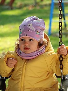Detské čiapky - Víla úpletová čiapka, nákrčník alebo set (Set vnútorná strana fialový úplet) - 15242356_