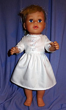 Hračky - biele šaty pre bábiku 43 cm - 15242399_