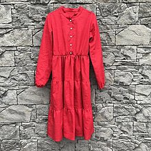 Šaty - Dámske ľanové šaty s volánmi - red - 15240370_