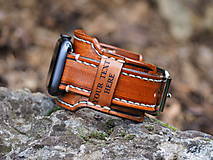 Náramky - Personalizovaný kožený remienok pre apple hodinky, vlastný text, logo - 15241492_