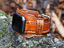 Náramky - Personalizovaný kožený remienok pre apple hodinky, vlastný text, logo - 15241494_