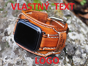 Náramky - Personalizovaný kožený remienok pre apple hodinky, vlastný text, logo - 15241523_