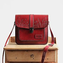 Kabelky - Kožená kabelka Floral satchel *Antique Red* - 15240150_