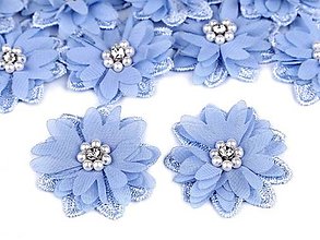 Galantéria - Kvet s korálikmy 50 mm - modrá - 15240810_