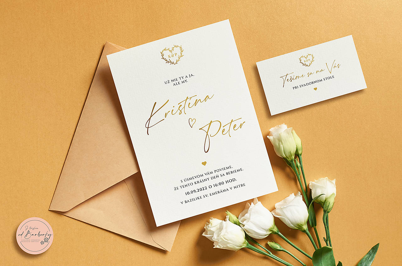 Svadobné oznámenie B#60 (Lepiaca etiketa na výslužku (vodeodolná))