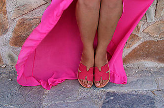 Ponožky, pančuchy, obuv - Kožené šľapky PELAGIA - ružová farba - 15241647_