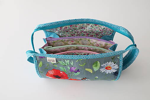 Taštičky - Taštička organizér rozkvitnutá lúka väčšia trojkomorová - 15240571_