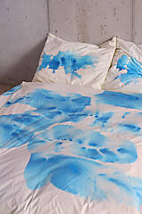Úžitkový textil - Bavlnené obliečky "Blue Ink", dvojlôžko 70x90,140x200 - 15240892_