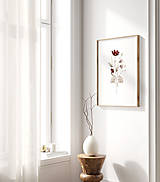 Grafika - Akvarelový obraz na stenu - Bordové kvety - 15239053_