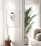 Grafika - Akvarelový obraz na stenu - Bordové kvety - 15239054_