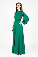 Šaty - MIESTNE DLHÉ LESKLÉ ŠATY S JEDNÝM RUKÁVOM LEA (ZELENÉ) - 15246223_