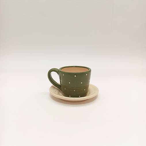 Šálka zelená s bodkami espresso