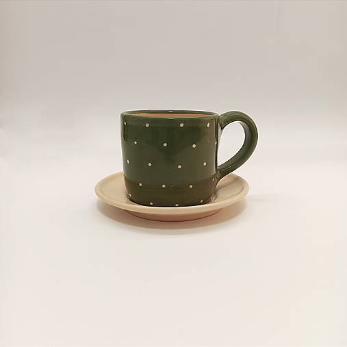 Šálka zelená s bodkami stredná