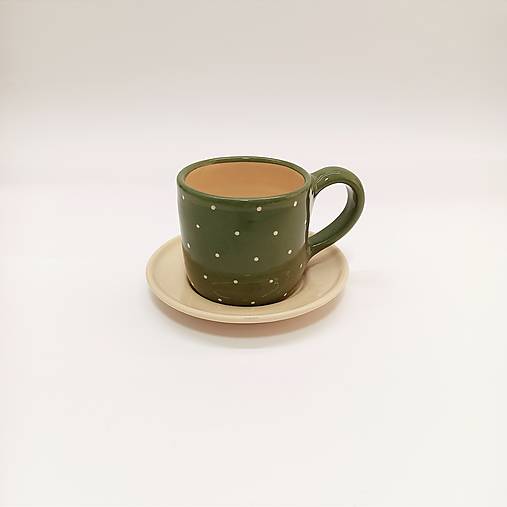 Šálka zelená s bodkami stredná