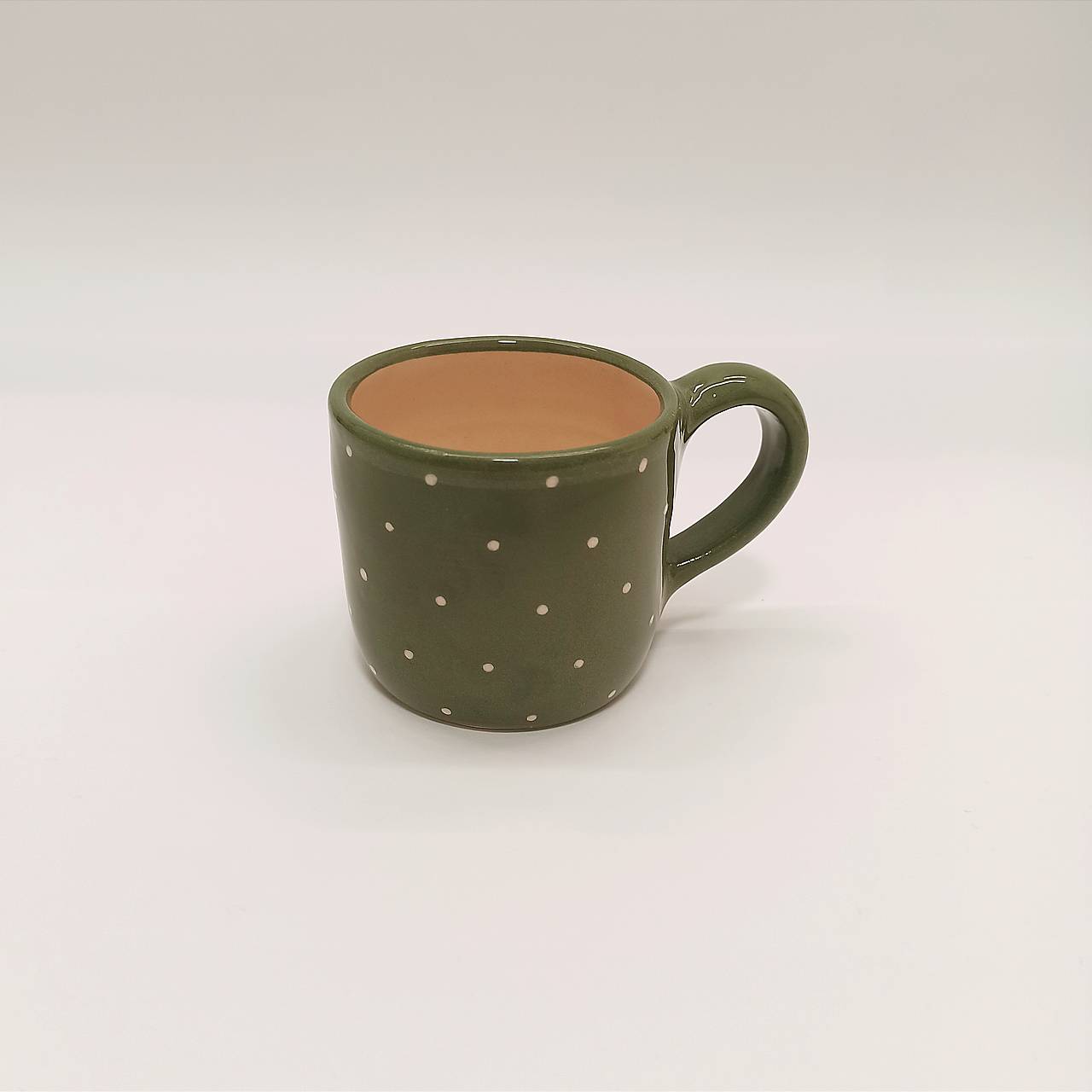 Šálka zelená s bodkami stredná