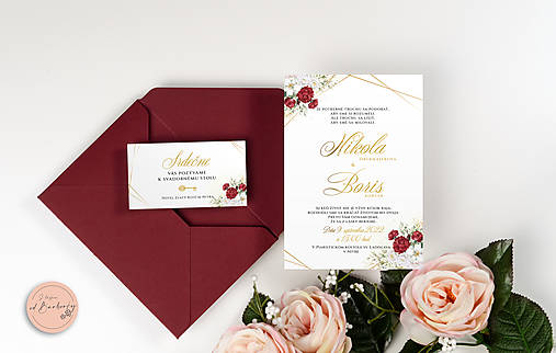 Svadobné oznámenie B#06/B s metalickým zlátením