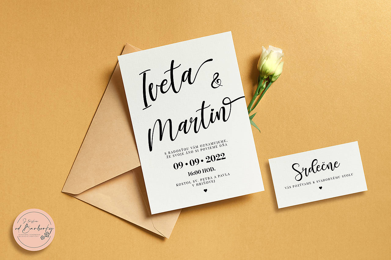 Svadobné oznámenie B#49 (Lepiaca etiketa na výslužku (vodeodolná))