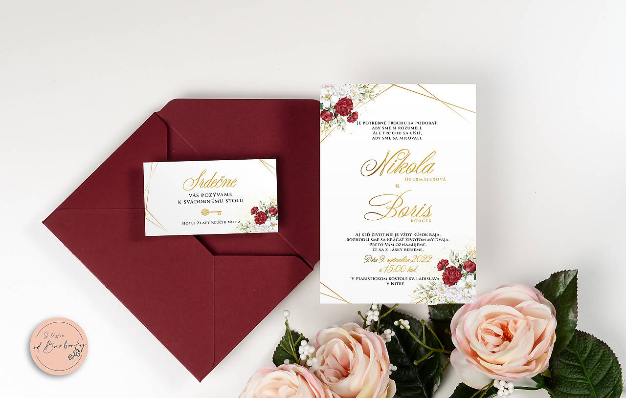 Svadobné oznámenie B#06/B s metalickým zlátením (A1 - Svadobné oznámenie 20-50ks)