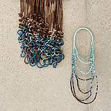 Náhrdelníky - Modro-hnedý textilný náhrdelník s amazonitom - 15248534_
