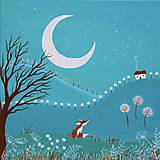 Grafika - Letná noc s líškou, Giclée art print 30x36 - 15248387_