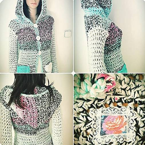 Svetre a kardigány - Farebný háčko sveter - 15249830_