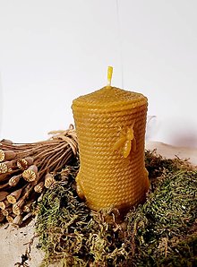 Svietidlá a sviečky - Hrubá sviečka so včielkami - 15251021_