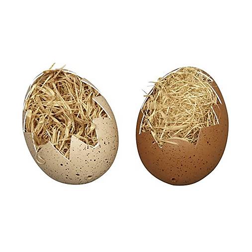 Polotovary - Plastové škrupinky 2 ks - Vajíčka so slamou R56406000 - 15250988_