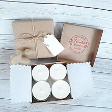 Svietidlá a sviečky - Prírodné sójové čajové sviečky v darčekovej krabičke 4x20g (Bez lupienkov 4x20g) - 15251976_