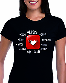 Topy, tričká, tielka - Tričko: #Láska (čierne) - 15252937_