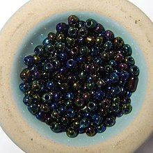 Korálky - Rokajl okrúhly 3mm AB (Modro zeleno fialovo bronzový) - 15252516_