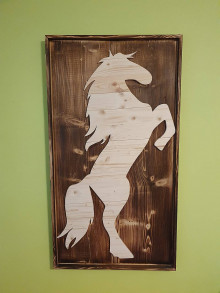Dekorácie - Drevený obraz s koňom - 15252671_