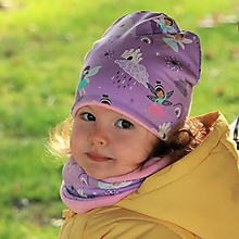 Detské čiapky - Víla úpletová čiapka, nákrčník alebo set (Nákrčník vnútorná strana fialový úplet) - 15253618_