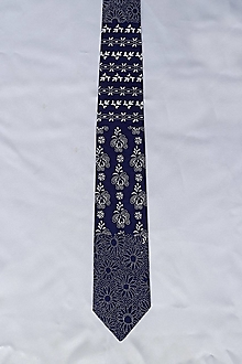Pánske doplnky - kravata folk "modrotlač" rôzne varianty (3. "patchwork") - 15253874_
