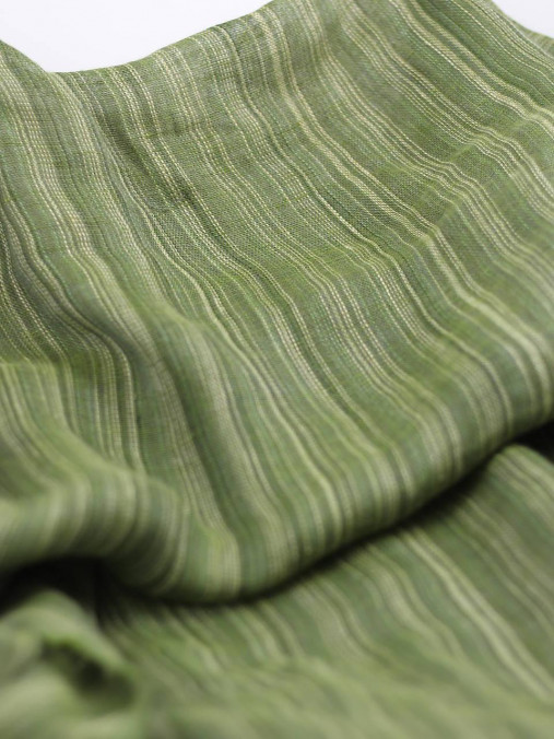Ľanová šatka, jemná šatka zelenej farby s pásikmi zo 100% ľanu