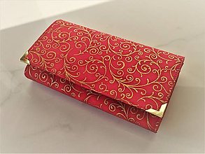 Peňaženky - Zlatá na červené - peněženka 17 cm, na spoustu karet - 15253704_
