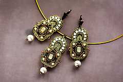 Sady šperkov - Soutache set náušnice a náhrdelník - "Golden age" - 15256390_
