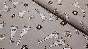 Textil - Látka húsky a kvetinky na režnej - 15258374_